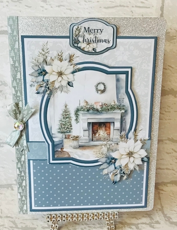 A5 Christmas Fireplace Card Front with Topper and sentiments by Anita Henery