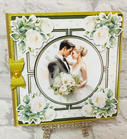 White Wedding Couple 7 Inch Square by Anita Henery