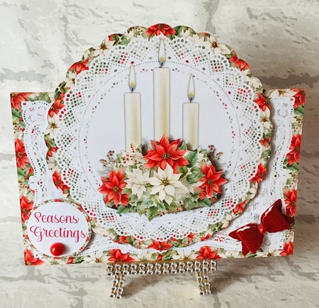 Collection of Red & White Poinsettia Christmas 7 x 7 Shaped Cards by Anita Henery
