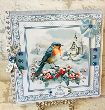 8 x 8 Winter bird quick card front by Anita Henery