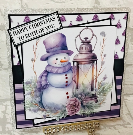 PURPLE SNOWMAN AND LANTERN by Anita Henery