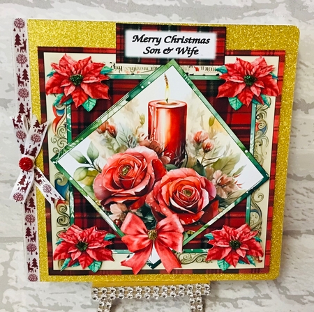 Christmas Candle Square in Squares Topper by Anita Henery