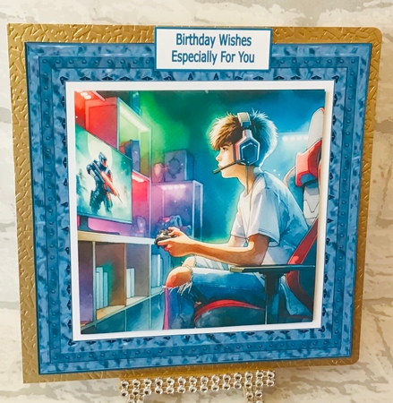 Teens Playing Video Games Card Fronts by Anita Henery