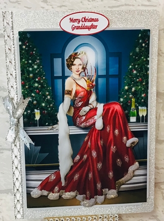 Art Deco Lady Christmas Lola A4 Red by Anita Henery
