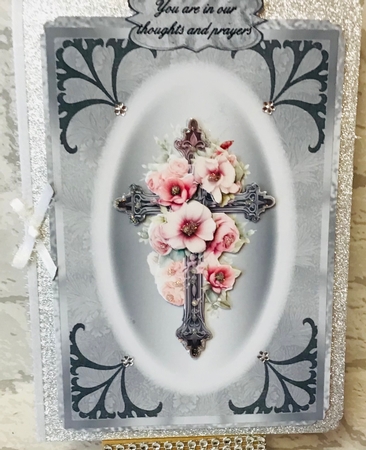 Sympathy Crosses 2 - A5 inch card front with decoupage   by Anita Henery