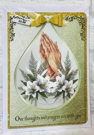 Praying Hands and Lily's Sympathy with Teardrop Pyramage by Anita Henery