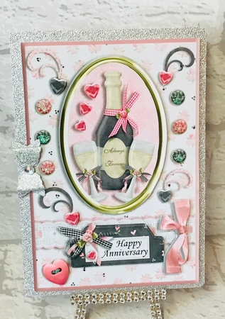 Anniversary Champagne & Glasses A5 Card Front by Anita Henery