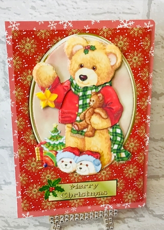 Christmas Teddy with Decoupage & Tag by Anita Henery