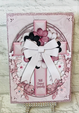 Oval Cross in Pink Decoupage by Anita Henery