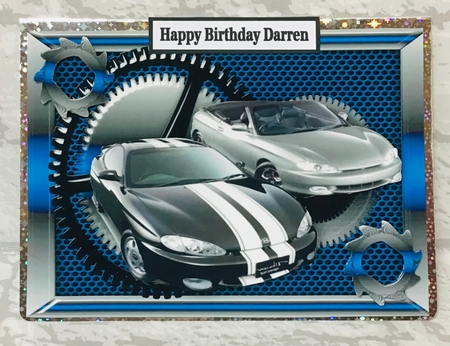 Silver/black Sports Cars in Steampunk Frame A5 by Anita Henery