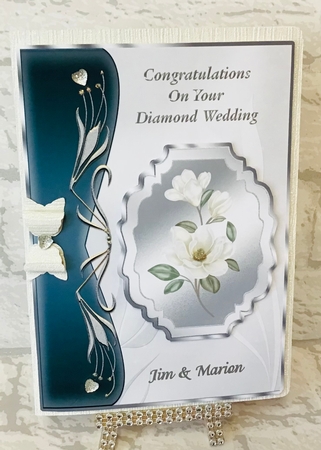 Ivory Magnolias Art Nouveau Card Front - Diamond Wedding by Anita Henery