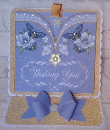 Blue Magnolia Butterfly Happy Birthday Pocket Pull Card Kit by Anita Henery