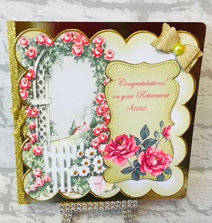 Lemon Rose Arch Retirement 8in Scallop Topper by Anita Henery
