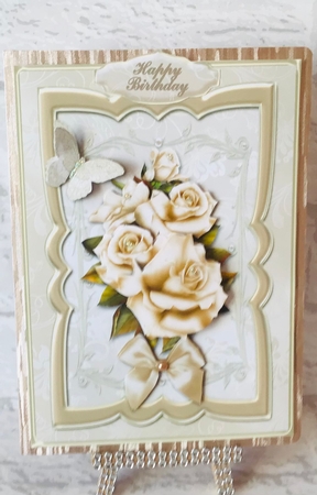 Cream Roses 7 x 5 Card Front by Anita Henery