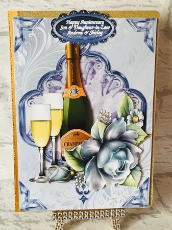 Blue Rose with Champagne and Glasses by Anita Henery