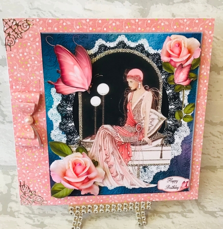 Rose Pink Lady and Lace with Decoupage by Anita Henery