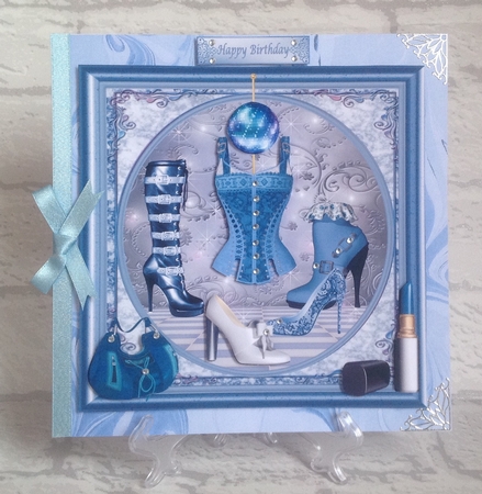 In the Blue 8x8ins Approx: Decoupage Card Front by Anita Henery