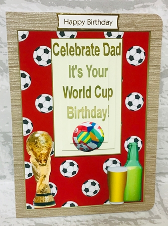 A World Cup Birthday Dad Pyramid Card Front 3 by Anita Henery