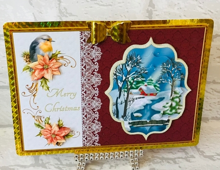Christmas Robin and Poinsettia by Anita Henery