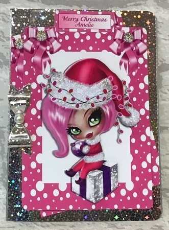 Cute Little Girl Sitting on a Christmas Present A4 by Anita Henery