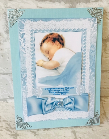Sweet Baby Boy, with Satin Bow and Lace A4 by Anita Henery
