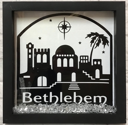 Vinyl Bethlehem Scene Glass Block by Anita Henery