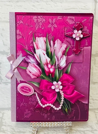 Pink Tulips Bouquet Cross Pyramage by Anita Henery