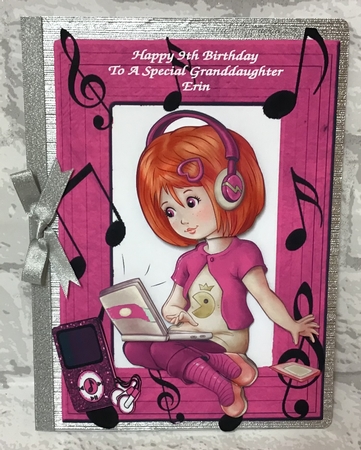 Girl with Her Laptop in Pink & Mp3 Player Lets Make Music by Anita Henery