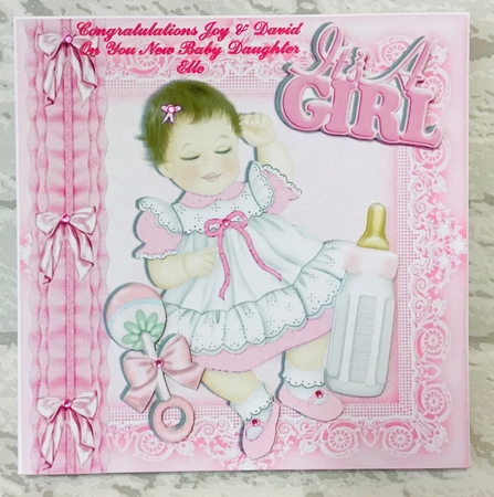 Sleeping Baby Girl with Her Bottle and Rattle 8x8 by Anita Henery