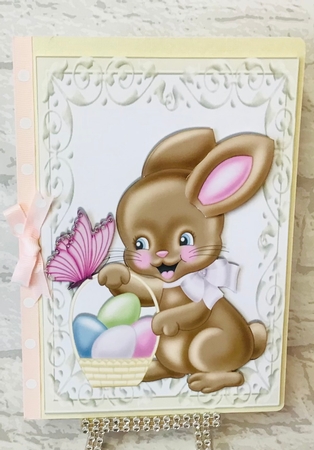 Cute Easter Bunny with Basket of Easter Eggs by Anita Henery