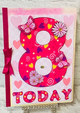 Eight Today Girl Butterflies and Flowers A5 Decoupage by Anita Henery