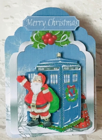 Dr Who and His Tardis in the Snow Easel Card by Anita Henery