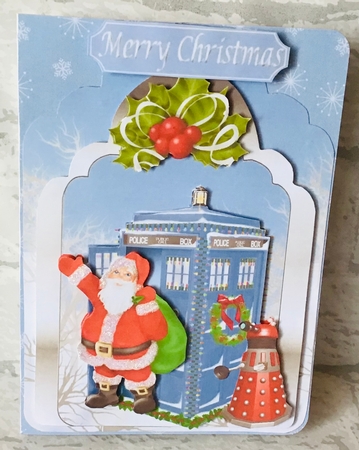 Dr Who and His Tardis in the Snow Easel Card by Anita Henery