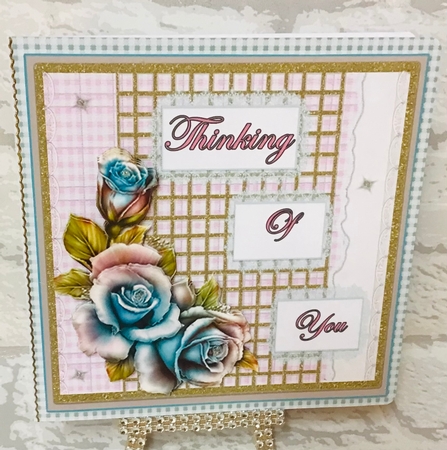 Pretty Roses and Gold Lattice & Lace- Thinking of You by Anita Henery