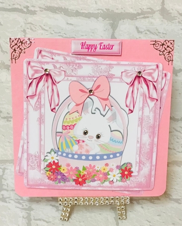 How Cute Am I! White Easter Bunny in Basket 8x8 by Anita Henery