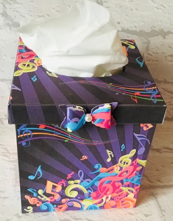 Musical Notes Tissue Box Cover Wrapper Music by Anita Henery