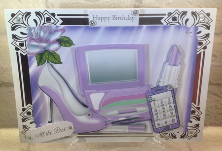 lilac makeup with  glitter mobile phone and rose A5 by Anita Henery