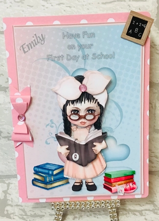 First Day at School Card Front and Decoupage by Anita Henery
