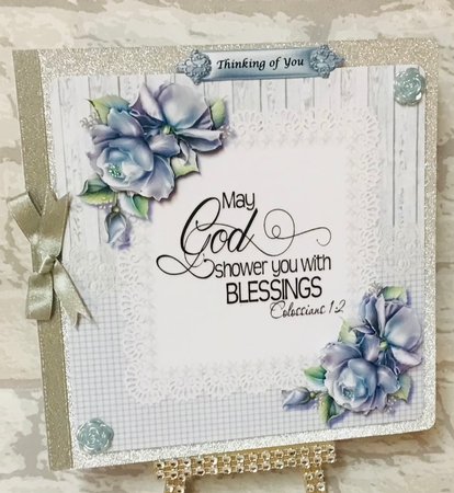 Beautiful  Bleu Porcelain Roses  on Lace by Anita Henery