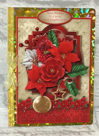 Flowers for Christmas Decoupage Card Front by Anita Henery