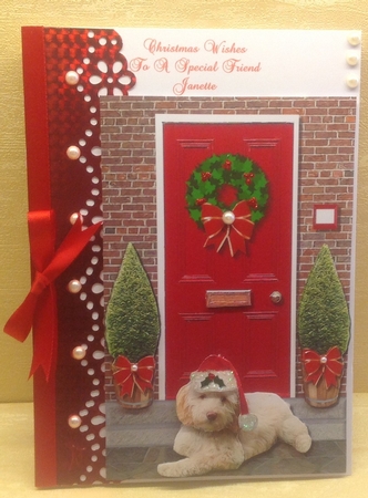 Cockapoo Christmas Door Step by Anita Henery