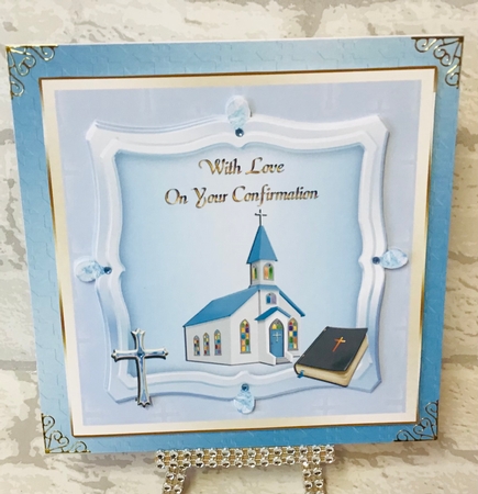 Blue Church Confirmation Card by Anita Henery