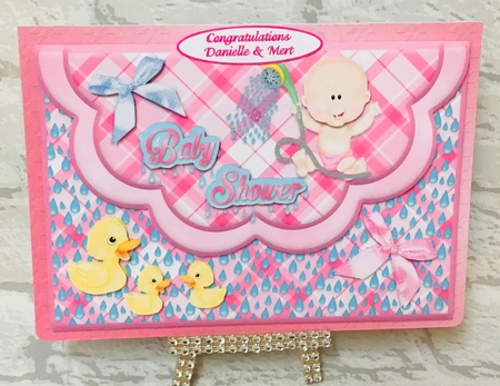 Double Scallop quick card front Baby Shower Pink by Anita Henery