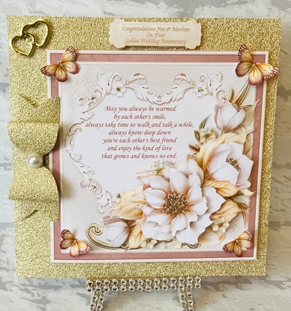 CREAM & GOLD FLORALS Wedding Anniversary Engagement Decoupage & Insert Mini Kit by Anita Henery