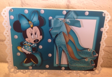 I Just love turq glitter shoes, with cute little minnie mouse A4 by Anita Henery