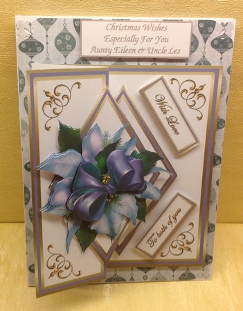 Diamond fold back Blue Poinsettias by Anita Henery