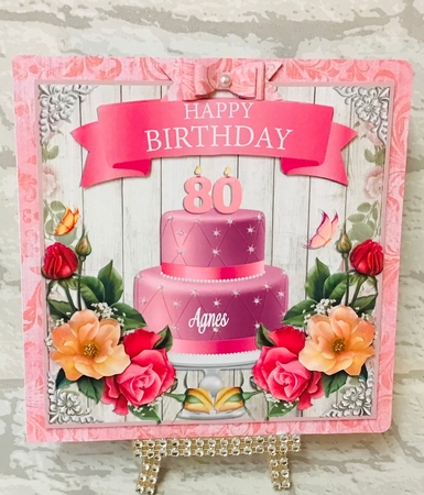 80TH BIRTHDAY CAKE & FLOWERS by Anita Henery