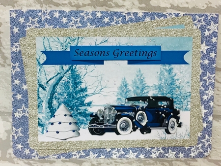 Vintage Car Christmas Toppers x 2 A5 by Anita Henery