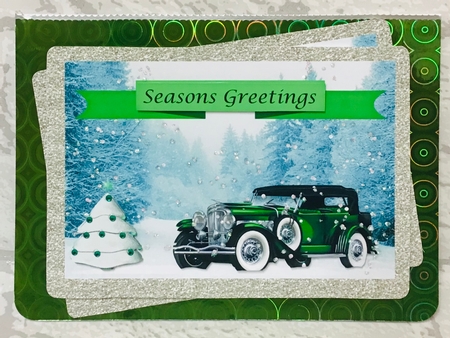 Vintage Car Christmas Toppers x 2 A5 by Anita Henery