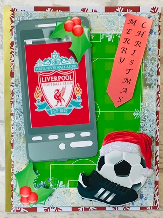 Christmas Football Phone Card for Liverpool Fan by Anita Henery
